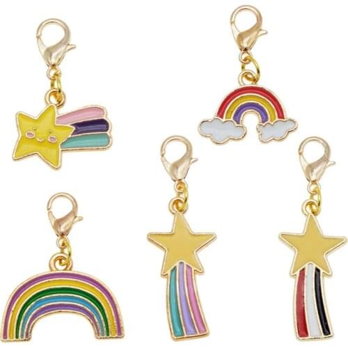 5PCS Rainbow charms for jewelry making Charms For Earrings Necklace Pendants Star Enamel Bracelet Necklace Charms Pendant mixed