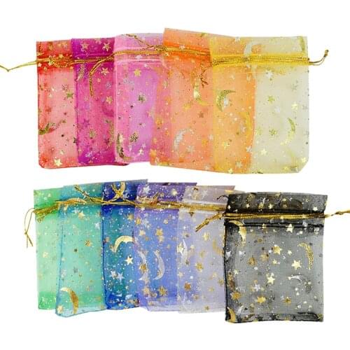 50Pcs/Lot Drawstring 7x9cm Pouches Small Size Jewelry Gift Display Packing Bags Organza Craft Candy Goodie Sweets Present Bags