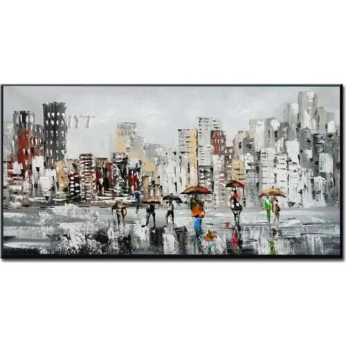 Its Snowing In The City Abstract Handpainted Beautiful Oil Painting Wall Art Home Decor Picture Modern Oil Painting On Canvas