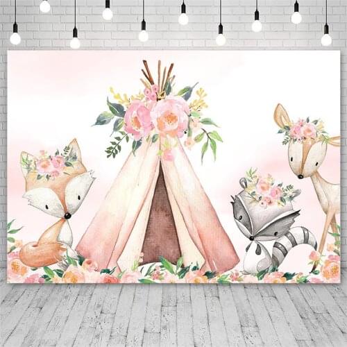 Avezano Backdrops Baby Shower Birthday Party Wild Animal Tent Fawn Background Photo Studio Photophone Wallpaper Photozone Decor