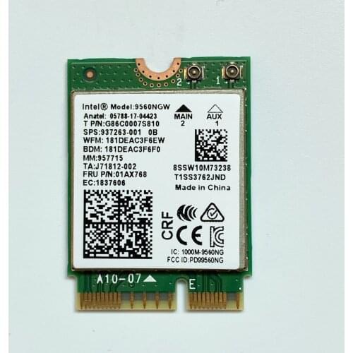 Lenovo Thinpad 1.73Gbps Wireless For AC 9560 9560NGW 802.11ac NGFF Key E 2.4G/5G 2x2 WiFi Card Bluetooth 5.0 FRU 01AX768