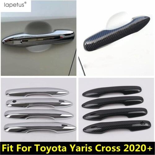 Side Door Grab Handle Bowl Frame Cover Trim ABS Chrome / Carbon Fiber Look Exterior Accessories For Toyota Yaris Cross 2020 2021