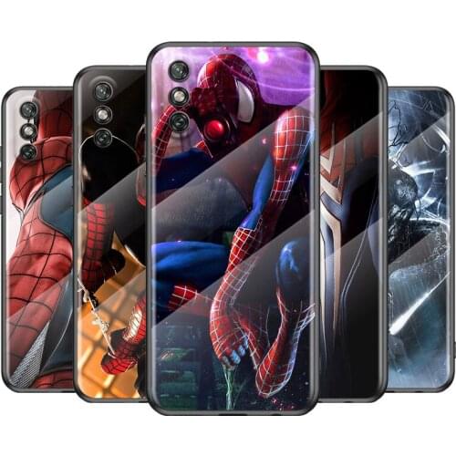 Tempered Glass Cover Marvel Spider-Man Super Hero For Huawei Y6 Y7 Y9 Y5P Y6P Y8S Y8P Y9A P Smart Z 2019 2020 2021 Phone Case
