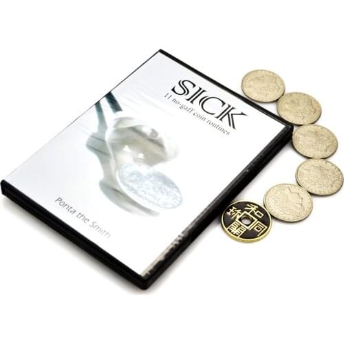 SICK by Ponta The Smith (gimmick and DVD) and 6 coins ancient coins set magic tricks close-up stage street magic toys