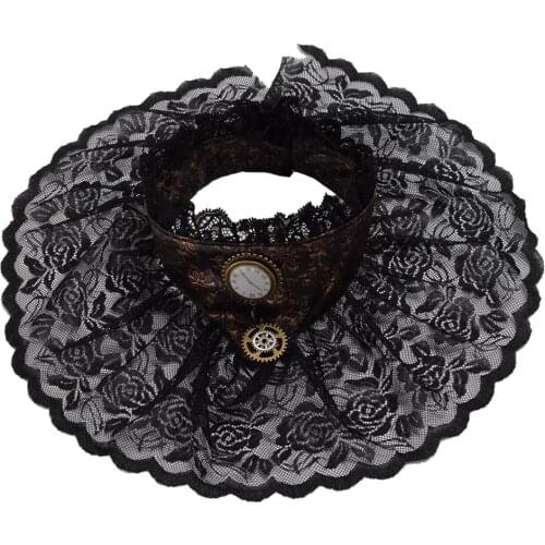 Handmade Black Lace Collar Unisex Steampunk Victorian Retro Party Cosplay Accessory