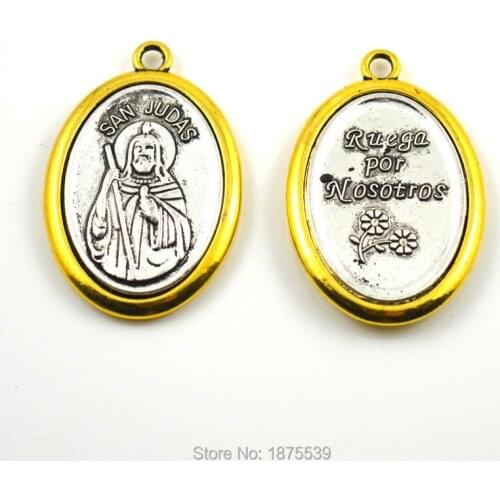 Catholic SAN JUDAS zinc alloy medal for key chain or necklace pendant out gold