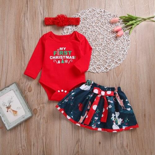 New Born 1 Year Baby Girl Clothes Set My First Christmas Outfit Boutique Infant Girl Clothes Girl My 1st Christmas Clothing Sets