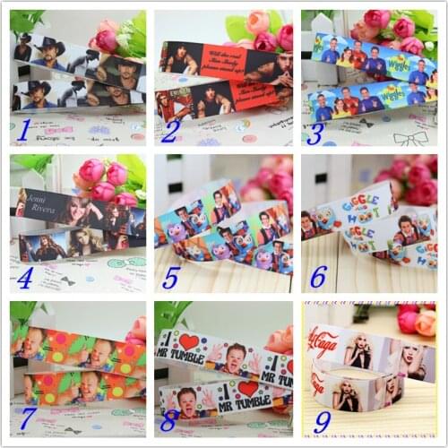 7/8'' Free shipping pop star tumble gaga printed grosgrain ribbon hairbow headwear party decoration diy wholesale OEM 22mm S302