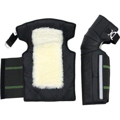 LMoDri Leather Wool Motorcycle Unisex Knee Pads Warm Winter Riding Cold Windproof Electric Bike Knee Pads