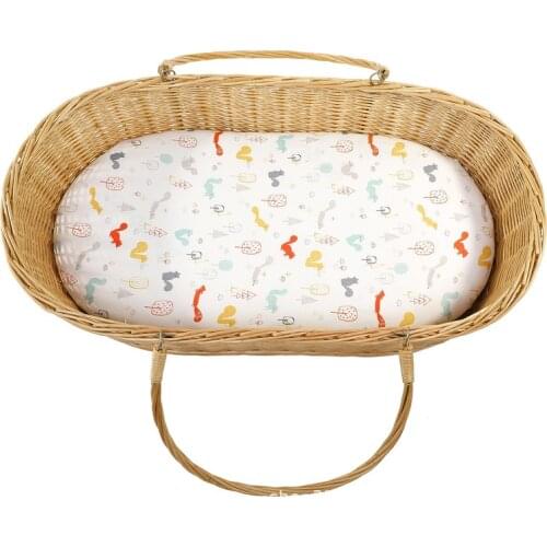 Newborn Mattress Crib Sheet Baby Diaper Changing Pad Bedding Cartoon Printed Cradle Cover for Baby Moses Basket Bed Sheets