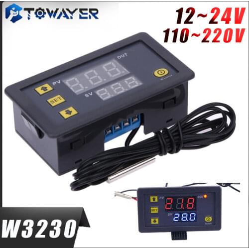 W3230 Mini Digital Temperature Controller 12V 24V 220V Thermostat Regulator Heating Cooling Control Thermoregulator With Sensor