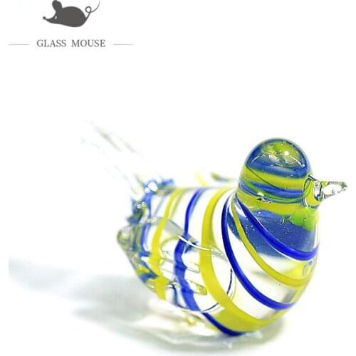 Handmade Miniature Glass Bird Art Figurine Ornament Silk design Cute Vivid Animal Sculpture Home Tabletop Decoration Accessories