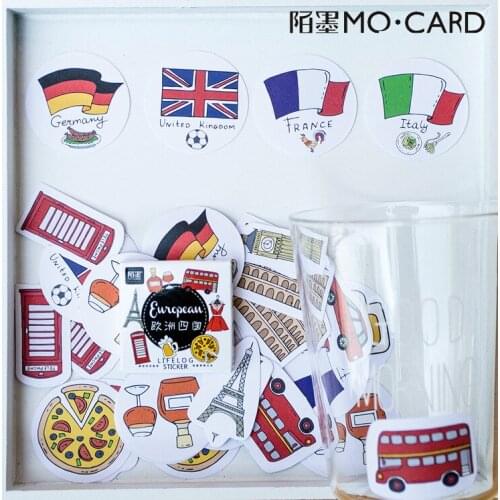 45 pcs/pack European Scenery Decorative Sticker Set Diary Album Label Stickers DIY Stationery Stickers Gift Diary Deco Pack