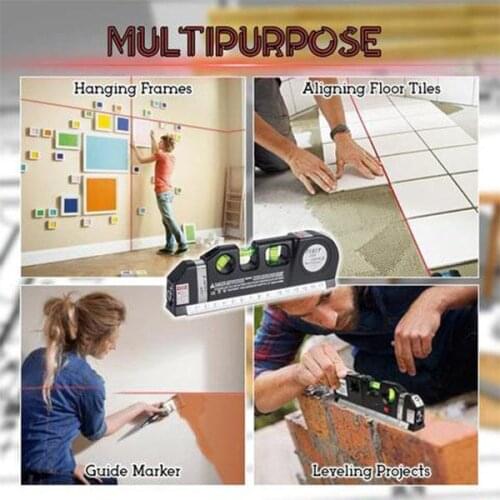 Drill Guide Collector 4 In 1 Laser Leve Horizontal Line Laser Locator With Measuring Range Vertical Measure Tape Measuring Tools