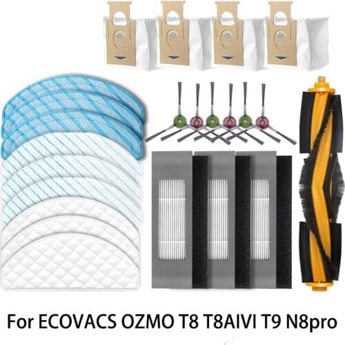 Hepa Filter Mop Pads Main brush Side Brush Roller Cover Suit For ECOVACS DEEBOT T9 T9 AIVI T8 AIVI Vacuum Cleaner Robot