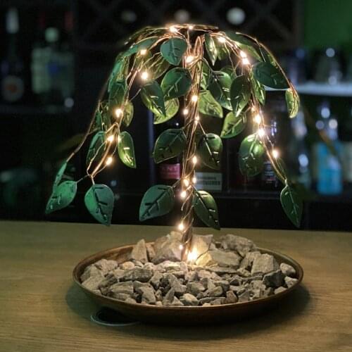 Tabletop Fountain Fengshui Willow Waterfall LED Light Lighting Feature Outdoor Home Bedroom Desktop Garden Yard Lawn Patio Decor