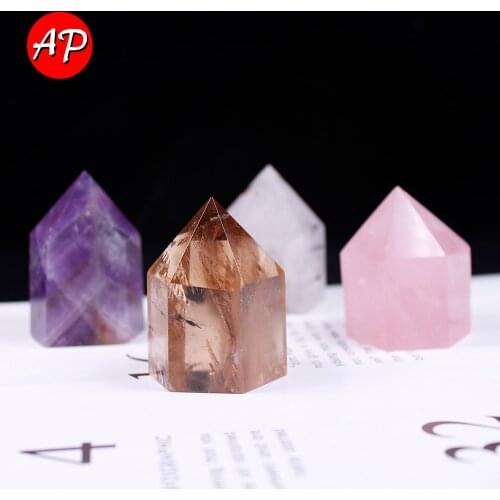 Natural Crystal Amethyst Six Prism Crystal Magic Wand Rose Quartz Gem for Handcraft Reiki Single Point Terminated Stone