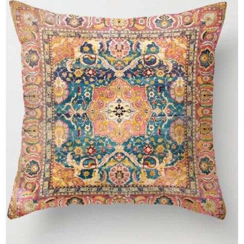 Printed Cushion Cover 45x45, Turkish Ethnic Pillowcase, Blue, Red, Vintage, Decorative, For Home, Sofa, Kilim Pillowcase