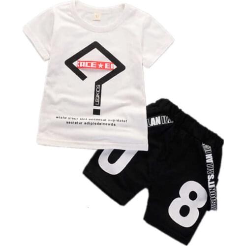 New Fashion Summer Children Clothes Baby Boy Girls Letter T Shirt Shorts 2Pcs/sets Kids Infant Cotton Clothing Casual Sportswear