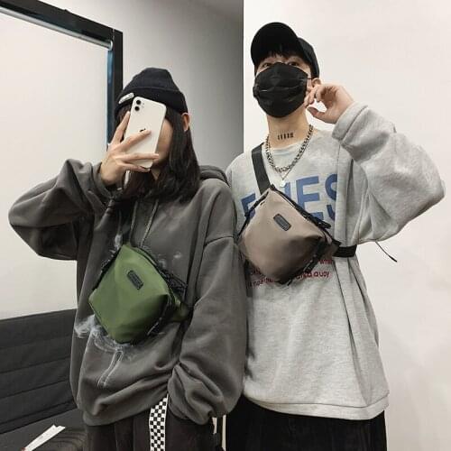 2021 New Nylon Solid Color Messenger Bag All-match Small Bag Female Bag Trend Nylon Underarm Bag Female Chest Bag Men