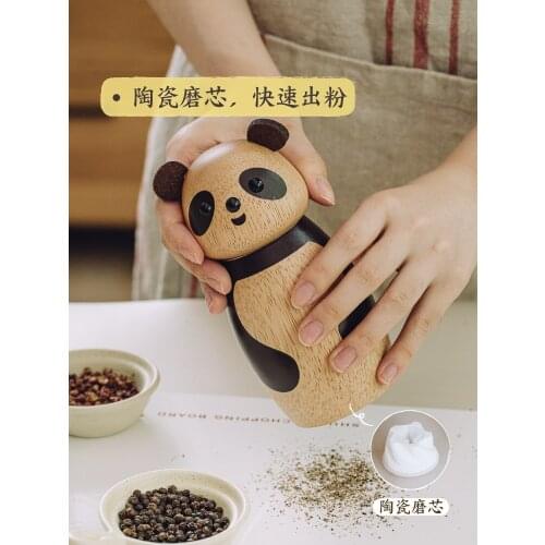 Original Panda Grinder Spice Jar Pepper Mill Bottle Kitchen Pepper Sea Salt Seasoning Containers Salt Jar