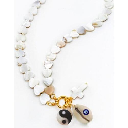 Bohemian star heart shell bead chokers Yin Yang Tai Chi Convex bagua gossip the Eight Trigrams pendant necklace women jewelry