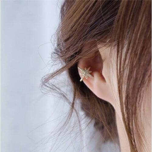 Punk Helix Cartilage Zirconia Small Clip On Earrings Women Golden Ear Cuffs No Pierced Fine Ear Clips Earcuffs Woman Jewelry