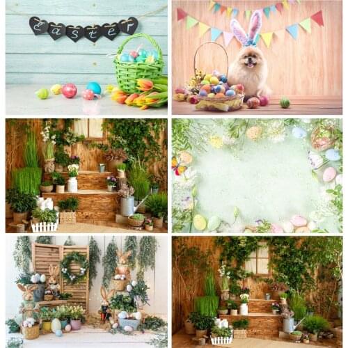 Easter Backdrops For Photography Spring Flowers Rabbit Eggs Baby Portrait Photo Background Photo Studio 210318MXR-03