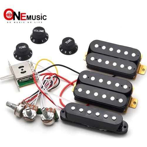 HSH Humbucker Pickup Electric Guitar Pickguard Loaded Pickguard Pre-Wired Pickups for FD ST Electric Guitar White/Black