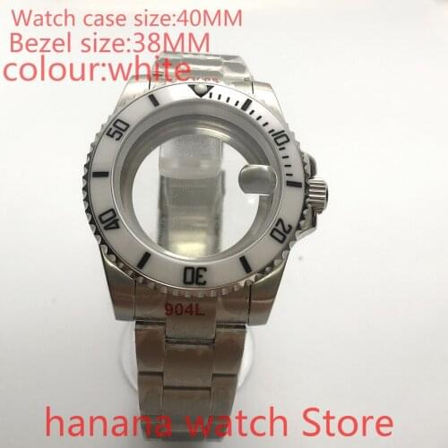 Suitable for NH35 NH36 Mingzhu2813 Miyota automatic chain 40mm stainless steel case, transparent cover and white rotating bezel