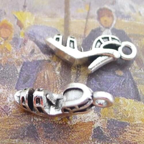 15pcs/Lot 20x8mm High Heels and Sandals Alloy Charms Antique Silver Color Pendants for DIY Jewelry Making Charm
