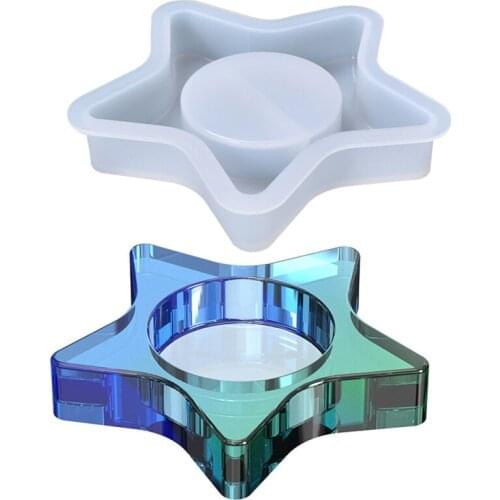 Five-pointed Star Candle Holder Silicone Mold Crystal Epoxy Candlestick Mould DIY Making Craft Home Ornament