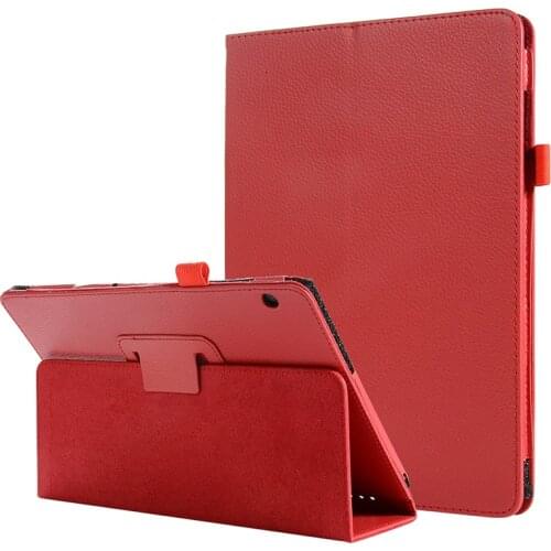 Folio Folding Litchi Leather Case for Huawei MediaPad T5 10.1 AGS2-W09/L09/L03/W19 Tablet Protective Skin Shell+Stylus