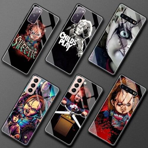 Glass Case For Samsung Galaxy S20 FE S21 Ultra S10 S9 Plus Note 20 10 Lite 9 Tempered Fitted Phone Cover Cas Horror Movie Chucky