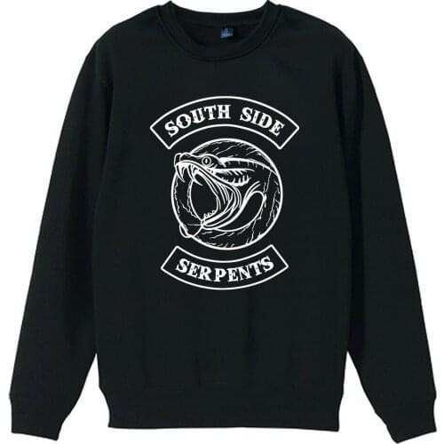 Boy Man Men Crew Neck Sweatshirt Black and White Vintage Riverdale South Side Serpents Snake Teenager Pullover Fleece ZIIART