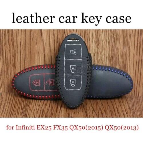 Only Red fit for Infiniti EX25/FX35/QX50(2015)/QX50(2013) Genuine quality leather car key case cover Hand sewing DIY