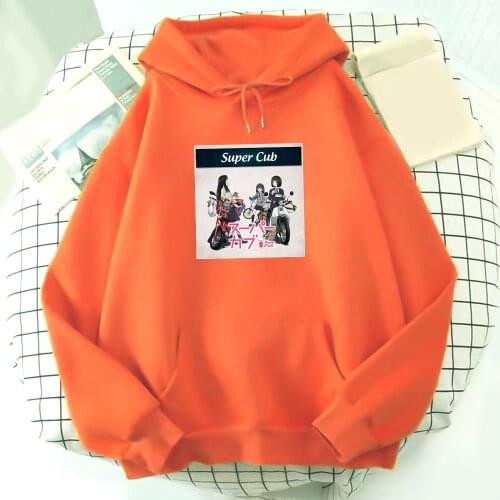 Super Cub Anime Hoodies Women/Men Long Sleeve Autumn Winter Oversized Sweatshirt Korean Style Harajuku Kawaii Aesthetic Pullover
