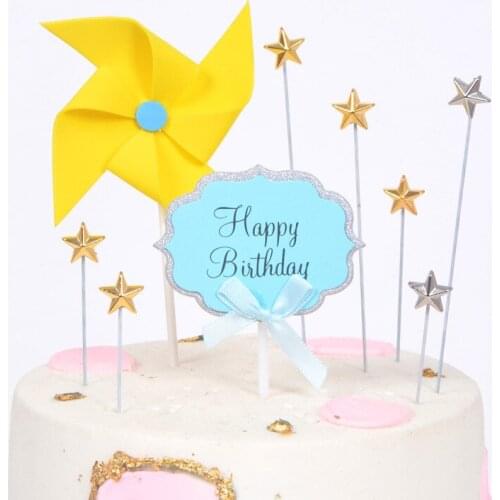 5Pcs/SET SILVER Star Colorful Gold Baby Shower For Kids Cake Toppers Birthday Cake Topper For Cake Decoration Accessories Supply