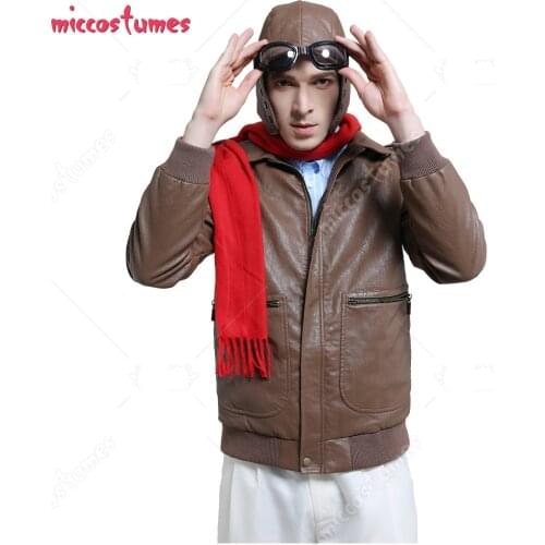 Aviator Uniform Adult Men Vintage Pilot Costume Outfits with Goggles Scarf and Hat