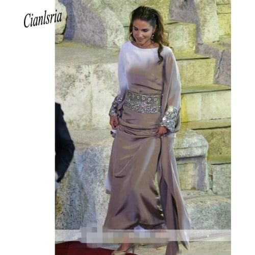 Khaki Muslim Dubai Evening Dresses Beaded Sash Jalabiya Arabic Women Prom Dress Islamic Abaya Moroccan Kaftan Evening Gowns