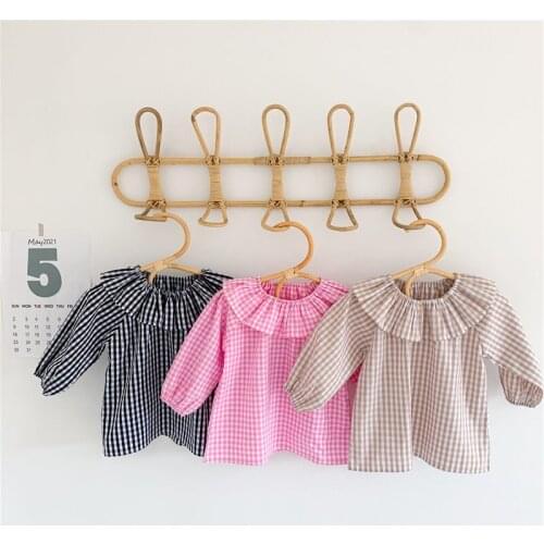 Spring and Autumn Baby T-shirt Korean Striped Baby Long Sleeve T-shirt Childrens Lace Collar Base Shirt Cotton Childrens Top