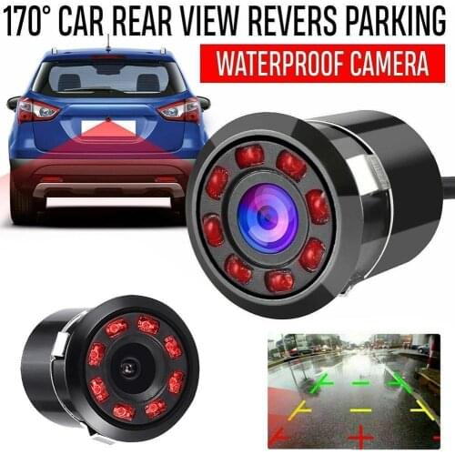8 LED 170 Degree Round Back Up Cameras Car Rear View Camera Night Vision Reversing Auto Parking Waterproof Monitor Camera