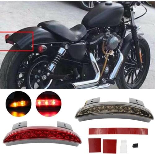 Waterproof Motorcycle Taillight Rear Fender Edge Mount Brake Light Turn Signal Red Warning Lights Smoked Lens for XL883 1200