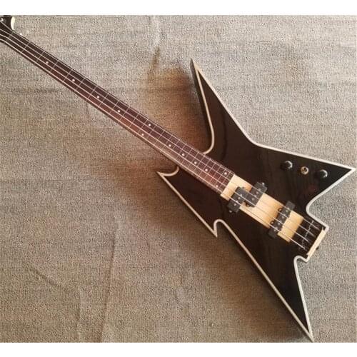 Top quality custom neck through mahogany lightning body bass 4 strings electric bass guitar