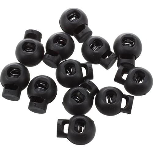 WSFS Hot 12 Pcs 4.m Diameter Plastic Spring Loaded Plastic Round Toggle Stopper Cord Locks