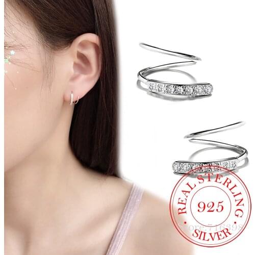 925 Sterling Silver Crystal Stud Earrings For Women Wedding Gift Female pendientes aretes de mujer