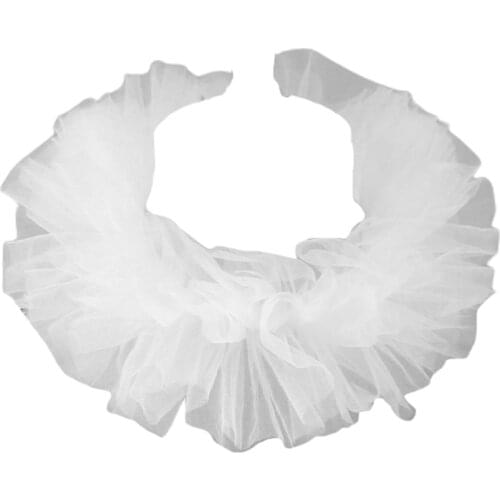 Women Renaissance Tulle Fluffy Ruffled Fake Collar Vintage Layered Mesh Small Neck Ruff Decorative Clown Cosplay Choker