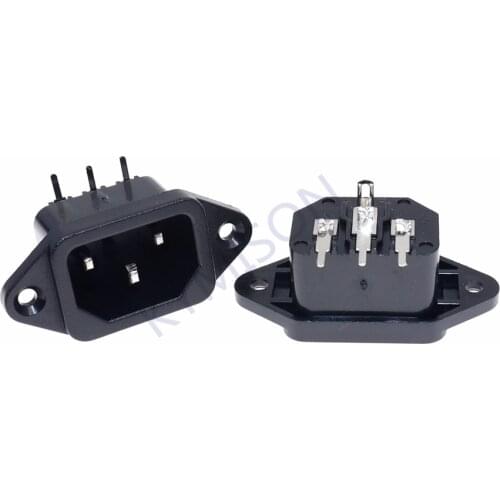 10Pcs/lot IEC 320 C14 3 pin Right Angle AC Power Cord Inlet Power Socket connector AC CCC CE For AMP Application AC 10A 250V