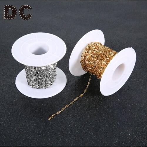 DC New 2*4mm Stainless Steel Necklace Chains 10yard/roll Diy Metal Lips Chain Necklaces Gold Steel Color for DIY Jewelry Making