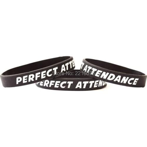 300pcs Perfect Attendance wristband silicone bracelets free shipping by DHL express